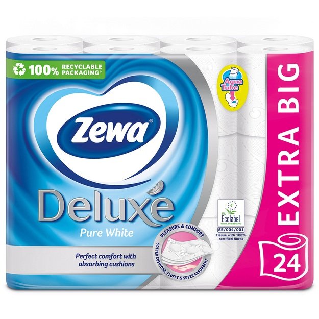 Tualetinis popierius ZEWA Deluxe, Pure White, 3 sluoksnių, 24 vnt