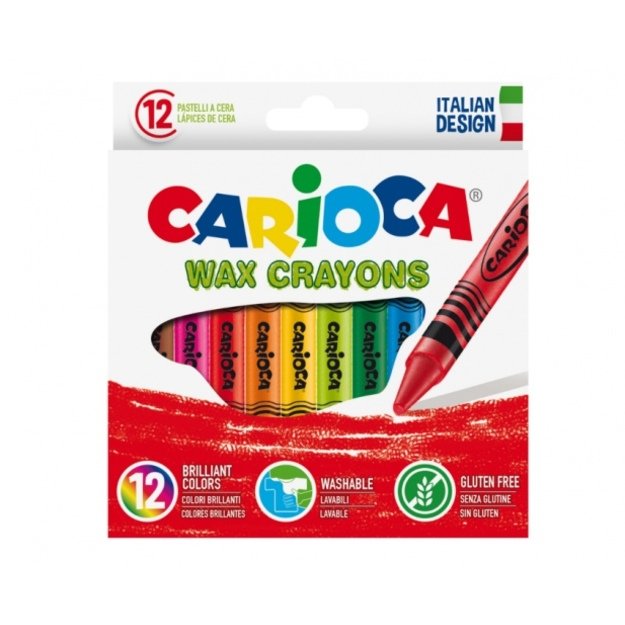 Vaškinės kreidelės CARIOCA 12 spalvų, nuplaunamos